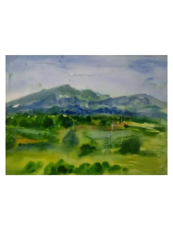 Blue Sky And Montane Forests | Watercolor On Paper | By Mukal