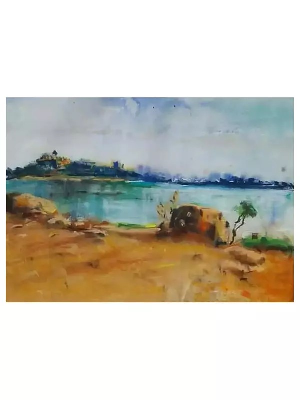 Bank Of River -Landscape | Soft Pastels On Paper | By Mukal