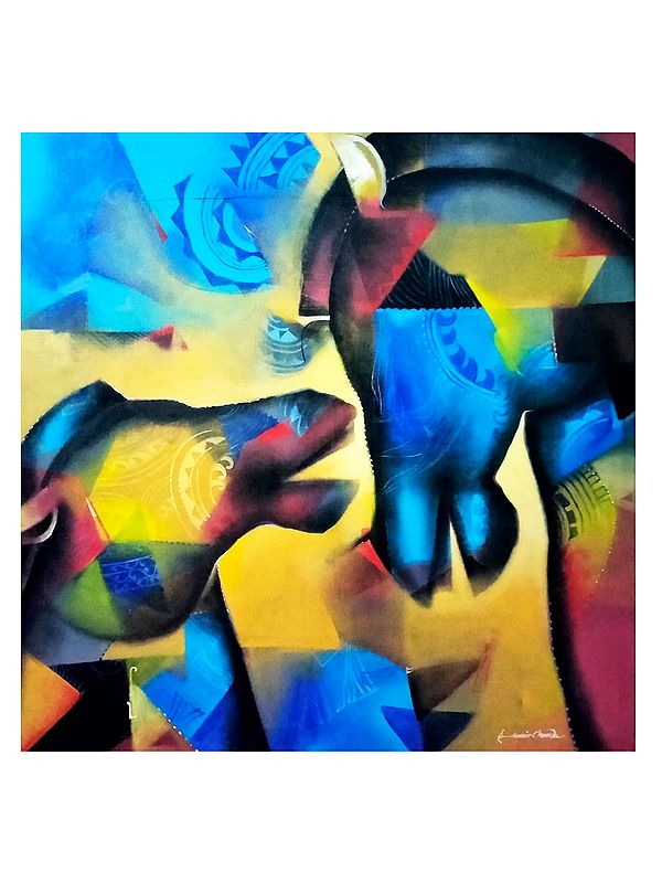 Mother And Child | Acrylic On Canvas | By Samir Chanda
