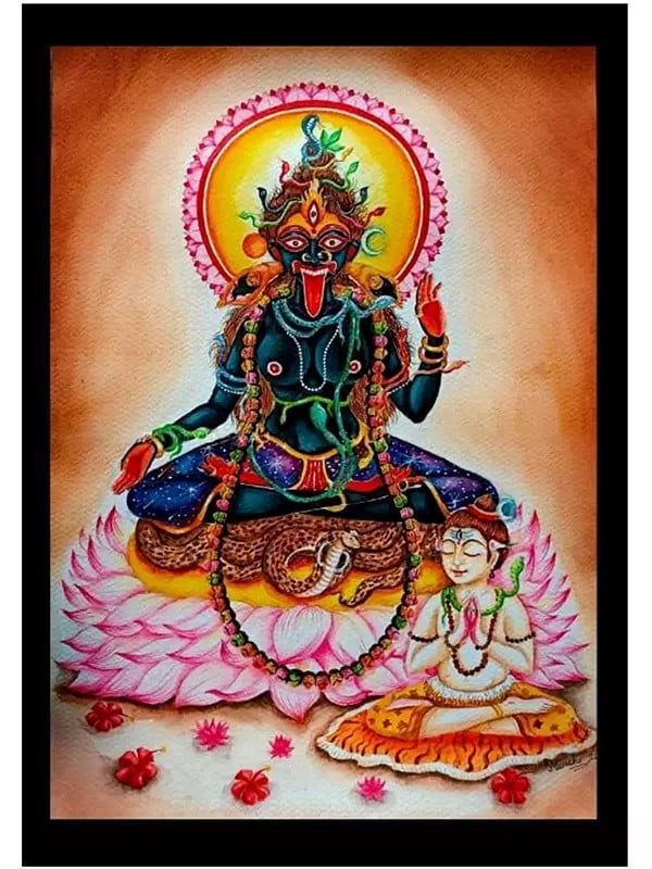 Guhya Kali Mata | Watercolor On Paper | By Yubraj