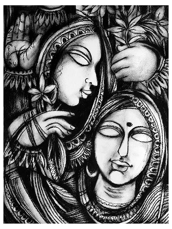 Soothing Relation | Charcoal On Paper | By N P Pandey
