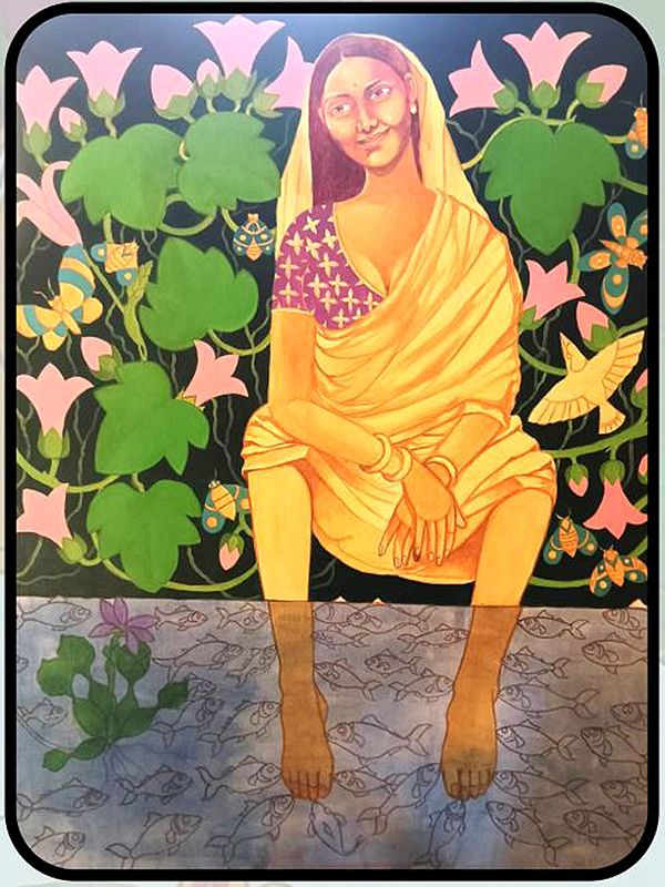 Loneliness Of A Girl | Acrylic On Canvas | By Pramod Neelakandan