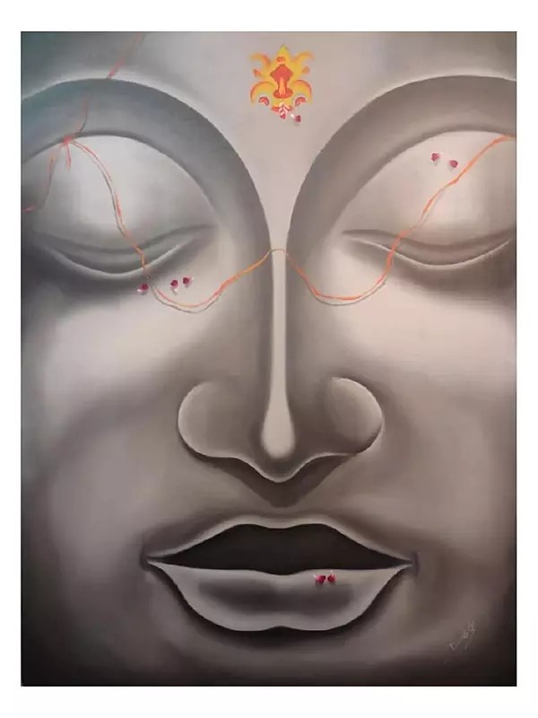 Calm Gautam Buddha | Oil On Canvas | By Dinesh Kumar