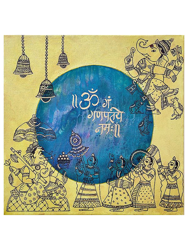 Riddhi Siddhi Ganapati Mandala | Acrylic And Ink On Canvas | By Rishma Lath