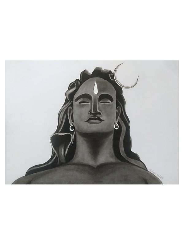 The Adiyogi Shiva Bust | Pencil Color | By Deepika