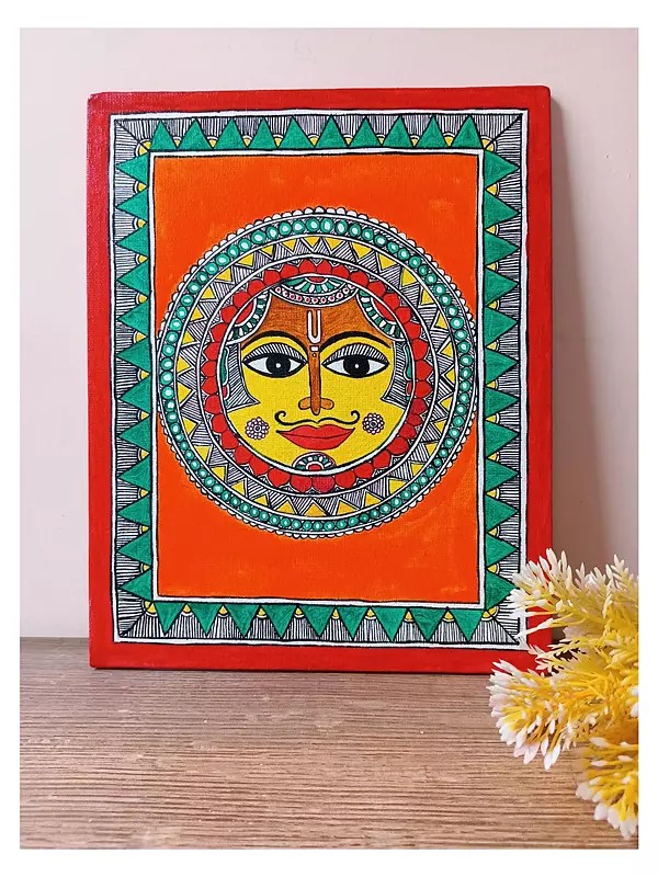 Colorful Madhubani Sun | Acrylic on Canvas | By Rina Patwa