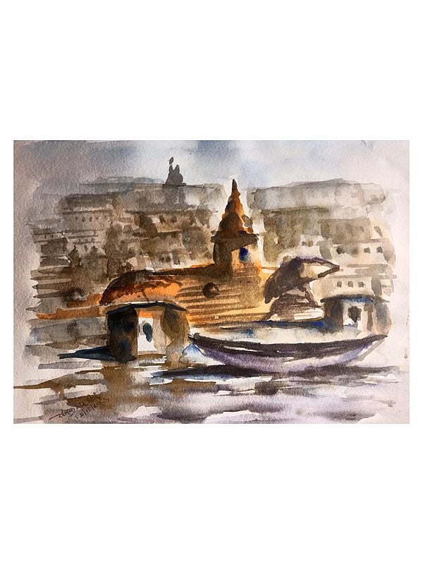 View Of Shore Of A Pier | Watercolor On Paper | By Raj Kumar Singh