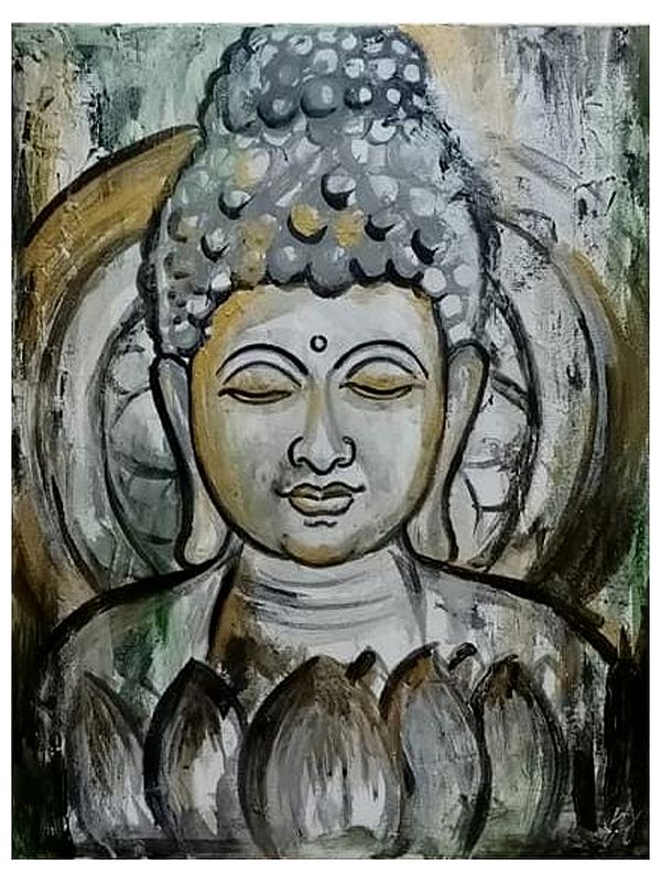 Calm And Serene Buddha | Acrylic On Canvas | By Sarans Guruvayur