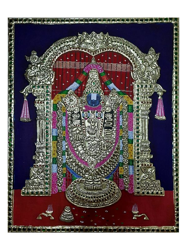 Tirupathi Balaji | Tanjore Painting | Traditional Color With 22K Gold Work