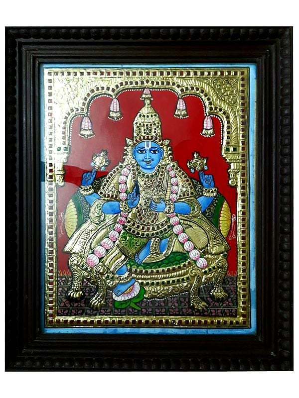 Dhanvantari Tanjore Painting | Traditional Color With 22K Gold Work | With Frame