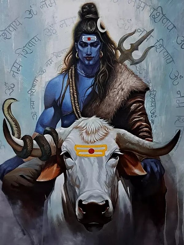 Lord Shiva Seated on Nandi | Acrylic On Canvas | By Sanchita Agrahari