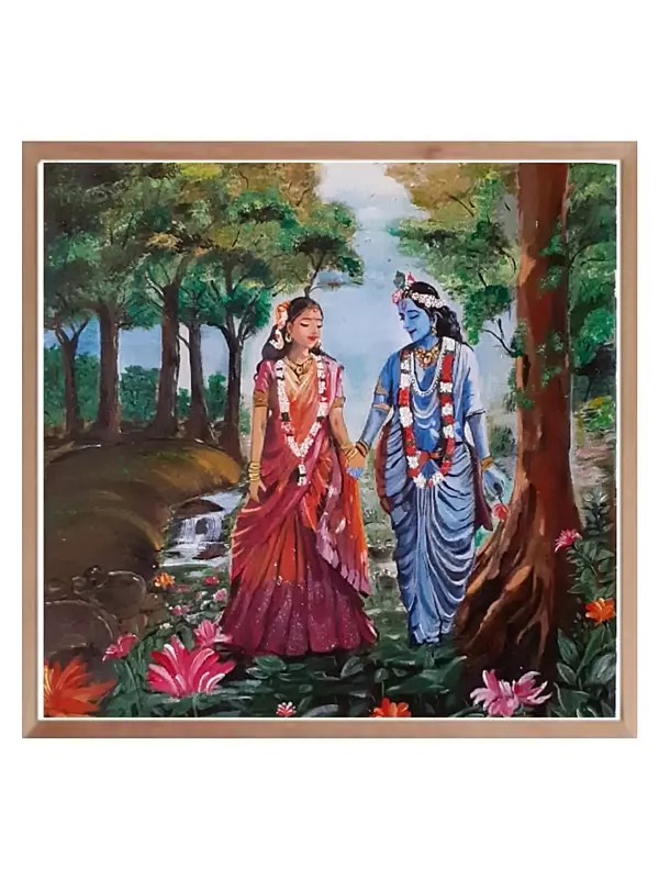 Radha Krishna in Madhuban | Acrylic on Canvas | By Jyoti Rathore | Without Frame