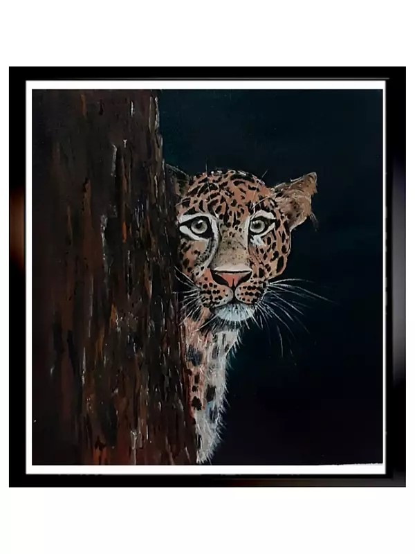 A Peeping Leopard | Acrylic on Canvas | By Jyoti Rathore