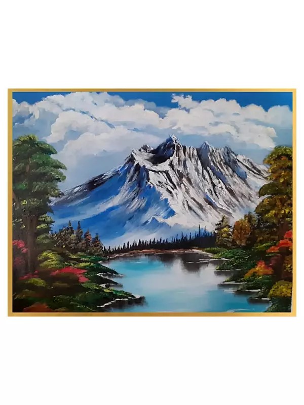 Mountain Lake | Acrylic on Canvas | By Jyoti Rathore | Without Frame