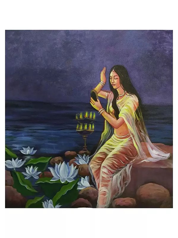 Madhunisha - Seated By The Lake | Acrylic On Canvas | By Shreya Chichbankar