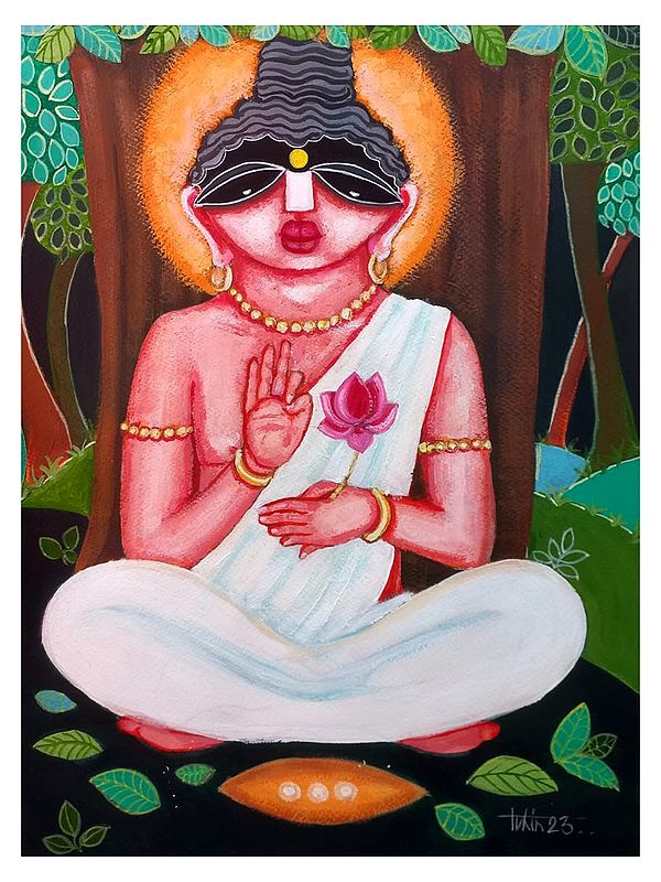 Lord Buddha Under The Tree | Acrylic On Canvas | By Tuhin Rakshit