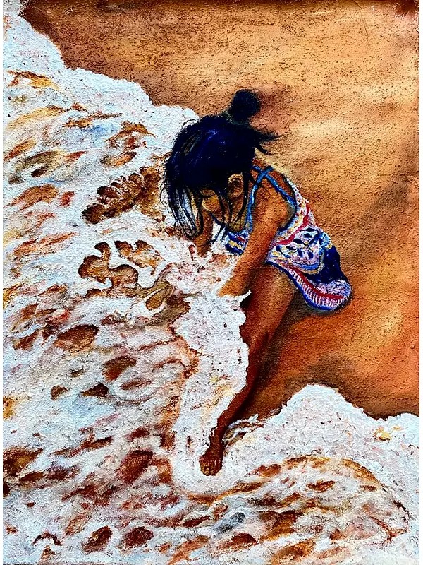 Girl On The Beach | Acrylic On Canvas | By Maliya Pandey