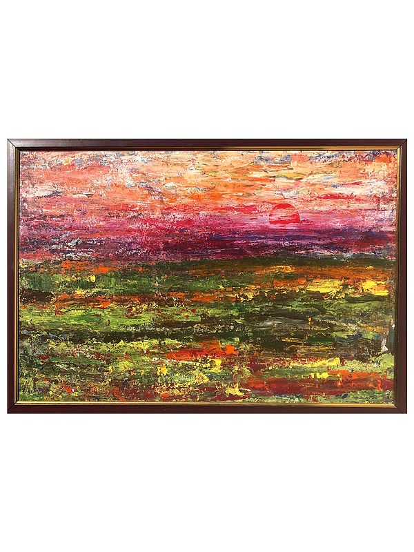 Abstract Of Sunset | With Frame | Acrylic On Mdf | By Mohammad Yusuf