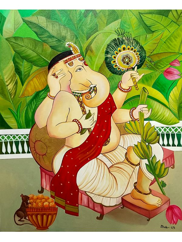 Load Ganesha | Acrylic And Mixed Medium | By Niva
