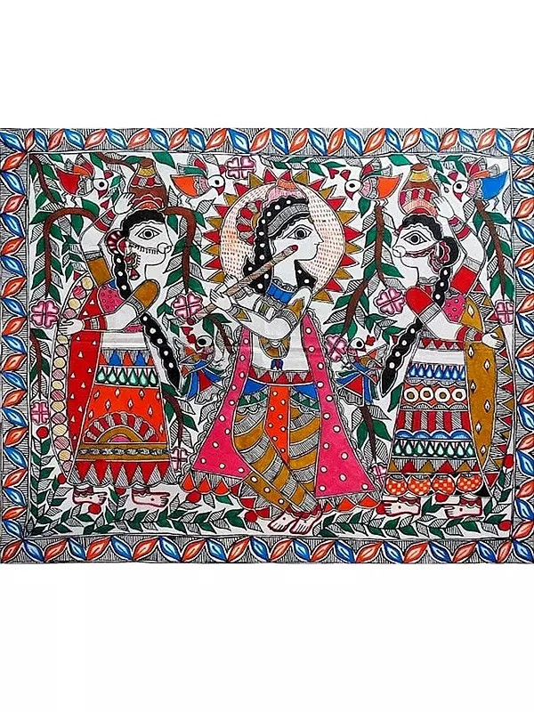 Krishna : Madhubani | On Hand Made Sheet | By Niva