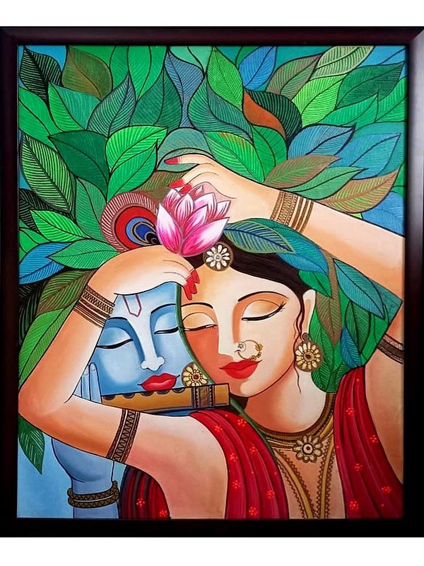 Krishna With Radha | Acrylic On Canvas | With Frame | By Niva