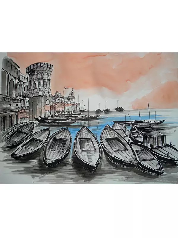 Varanasi Ghat | Pen & Water Color On Paper | By Soumen Dutta