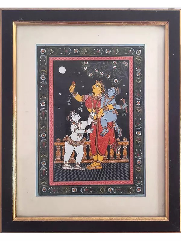 Yashoda With Krishna And Balaram | Art Silk On Paper | With Frame | By Sonam Mishra