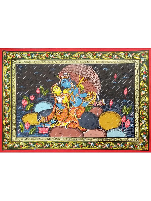 Hindu God In Rain | Art Silk On Paper | By Sonam Mishra