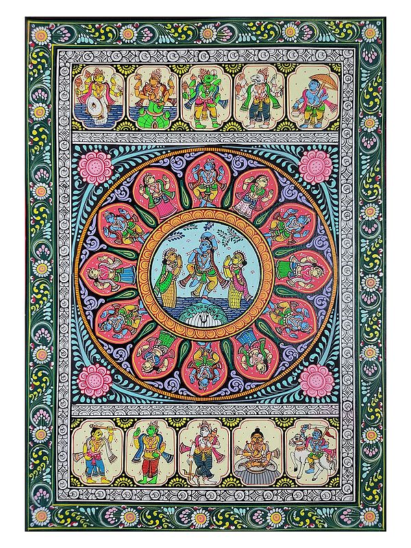 Dashavatar Of Lord Krishna | Watercolor On Handmade Sheet | By Jayadev Moharana