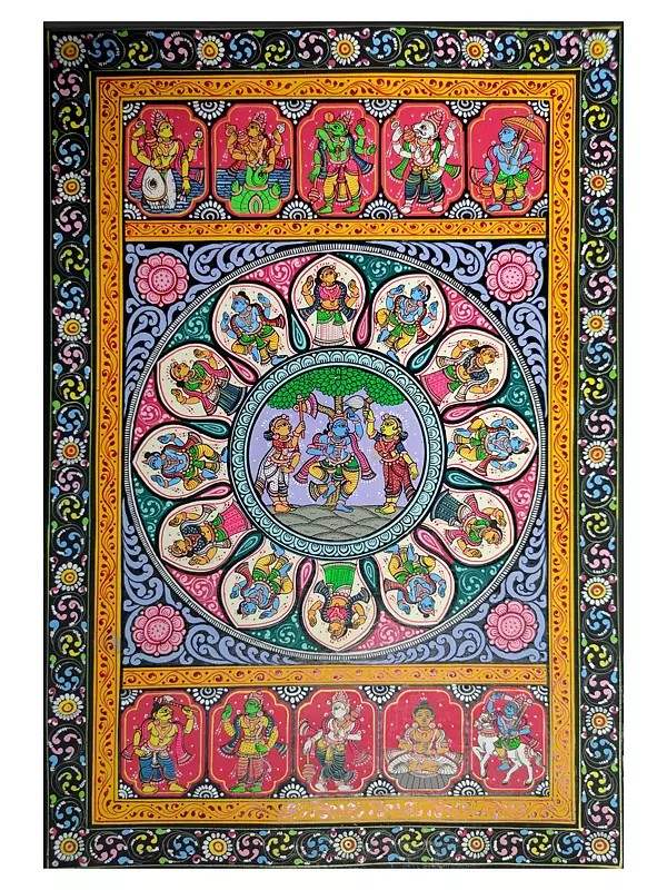 Lord Krishna In Dancing Pose | Watercolor On Handmade Sheet | By Jayadev Moharana