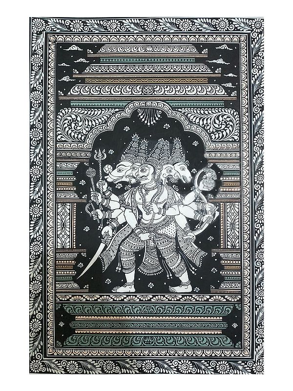 Panchamukhi Lord Hanuman | Watercolor On Handmade Sheet | By Jayadev Moharana