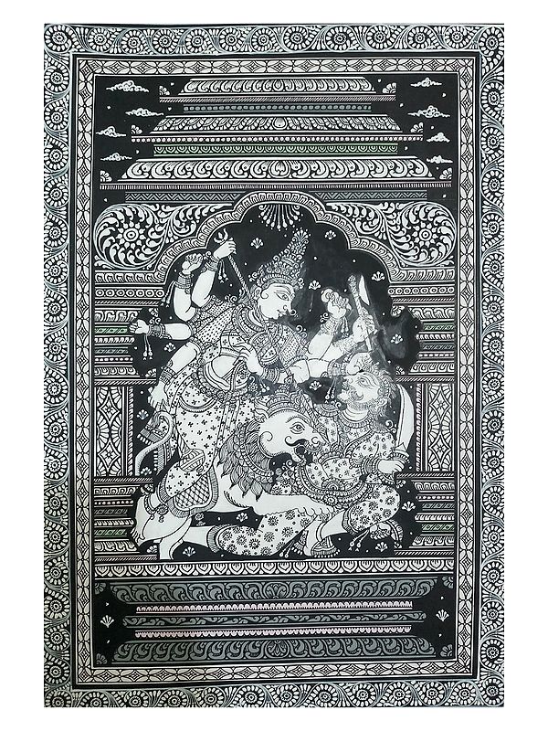 Angry Goddess Durga | Watercolor On Handmade Sheet | By Jayadev Moharana