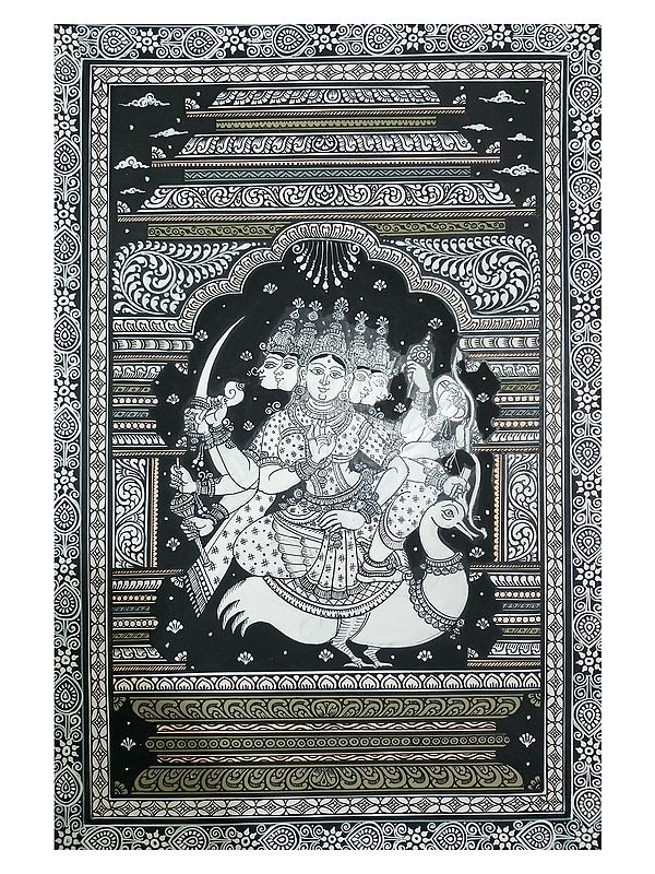 Panchamukhi Goddess Saraswati | Watercolor On Handmade Sheet | By Jayadev Moharana