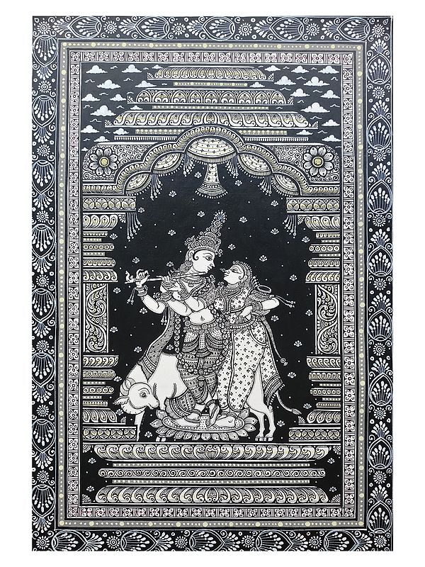 Divine Radha-Krishna | Watercolor On Handmade Sheet | By Jayadev Moharana