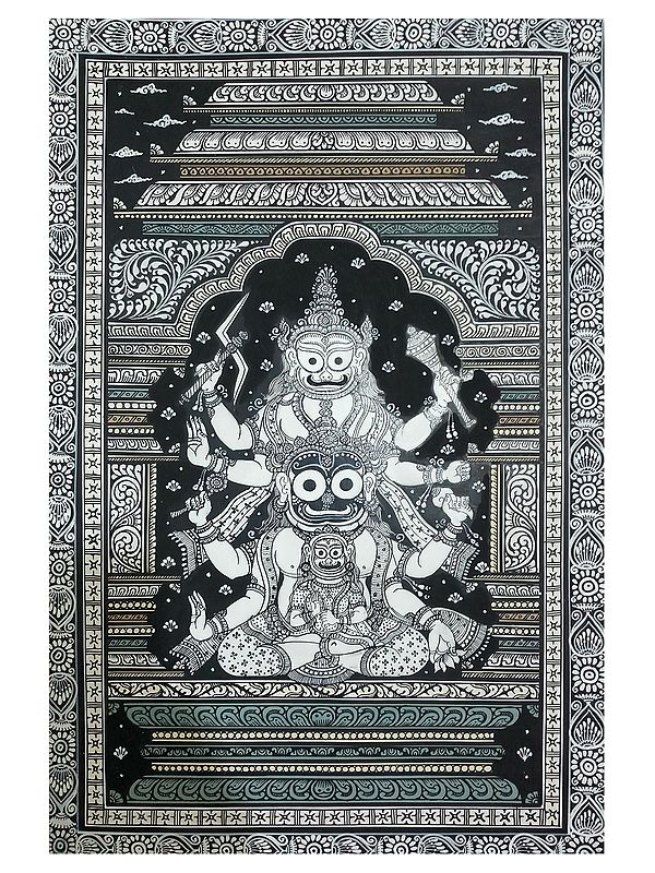 Lord Jagannath With Jagya And Narayana | Watercolor On Handmade Sheet | By Jayadev Moharana