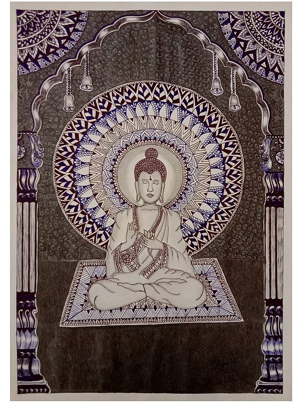 Lord Buddha - Mandala Art | Pen on Paper | By Kush Gupta | Without Frame