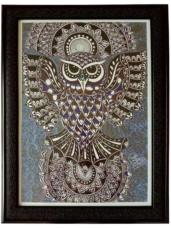 Owl Mandala Art | Pen on Paper | By Kush Gupta | Without Frame