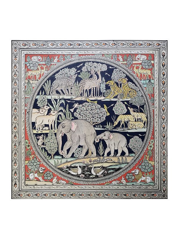 Family Of Jungle | Natural Color On Handmade Sheet | By Rakesh Kumar