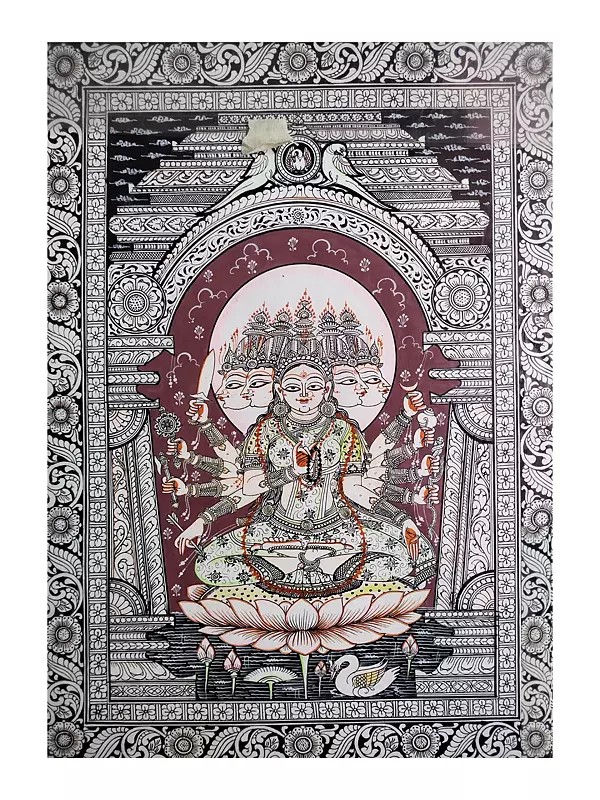 Panchamukhi Goddess Lakshmi | Natural Color On Handmade Sheet | By Rakesh Kumar