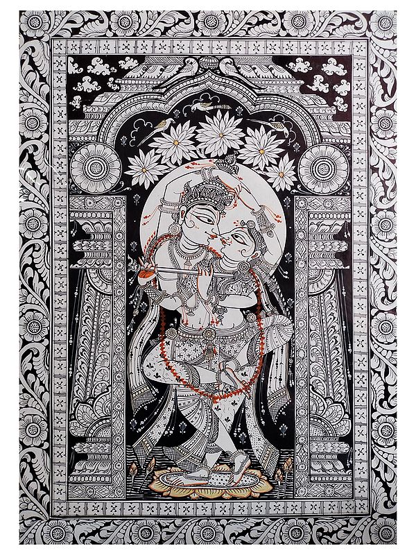 Holy Bond Of Radha And Krishna | Natural Color On Handmade Sheet | By Rakesh Kumar