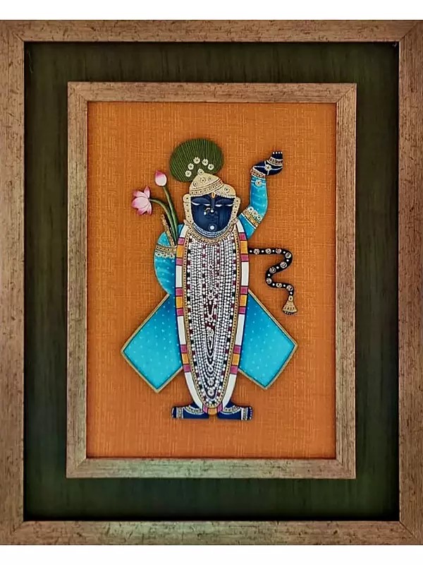 Shrinath Ji Hindu God | Post Colors On Cloth | With Frame