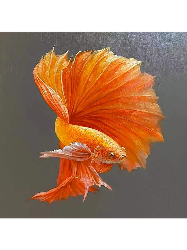A Golden Fish With Big Tail | Acrylic On Canvas | By Anant Roop Art Studio