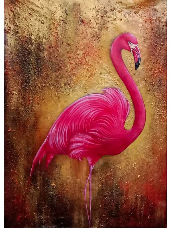 Beautiful Pink Flamingo | Acrylic on Canvas | By Anant Roop Art Studio