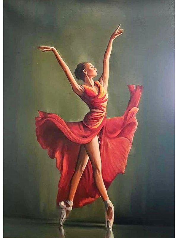 Lady Dancer in Red | Acrylic on Canvas | By Anant Roop Art Studio