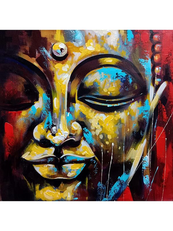 Abstract of Peaceful Buddha | Acrylic on Canvas | By Anant Roop Art Studio