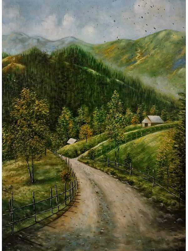 Path to Home | Acrylic on Canvas | Landscape Painting by Anant Roop Art Studio