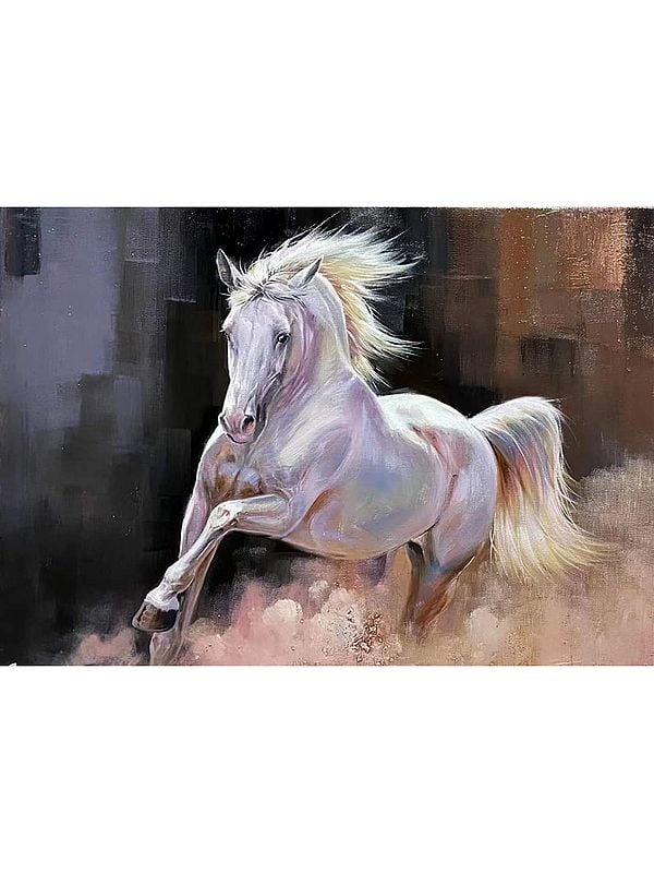 Beautiful White Horse | Acrylic on Canvas | By Anant Roop Art Studio