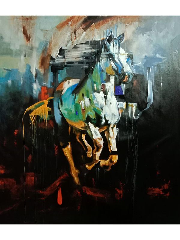 Abstract Of Colorful Horse | Acrylic On Canvas | By Anant Roop Art Studio
