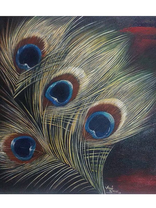 Feathers Of Peacock | Acrylic On Canvas | By Alka Sengar | Without Frame