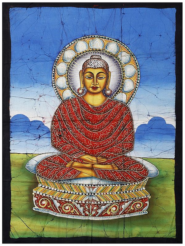 Gautam Buddha Batik Painting on Cotton